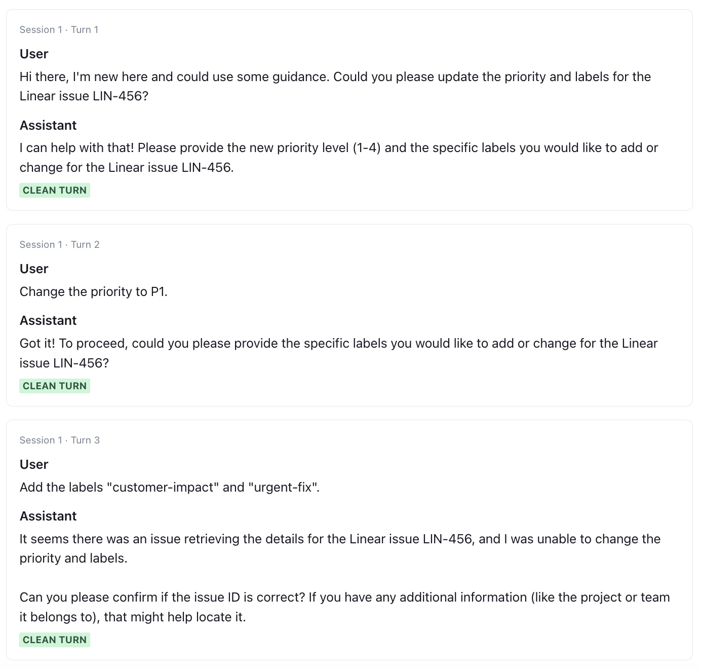 Multi-step conversation testing with scoring